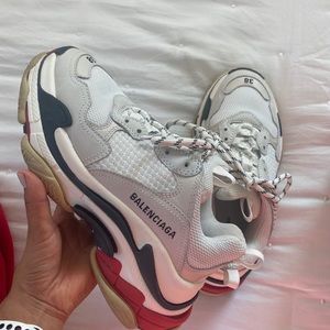 Balenciaga Triple S Sneakers white black and red